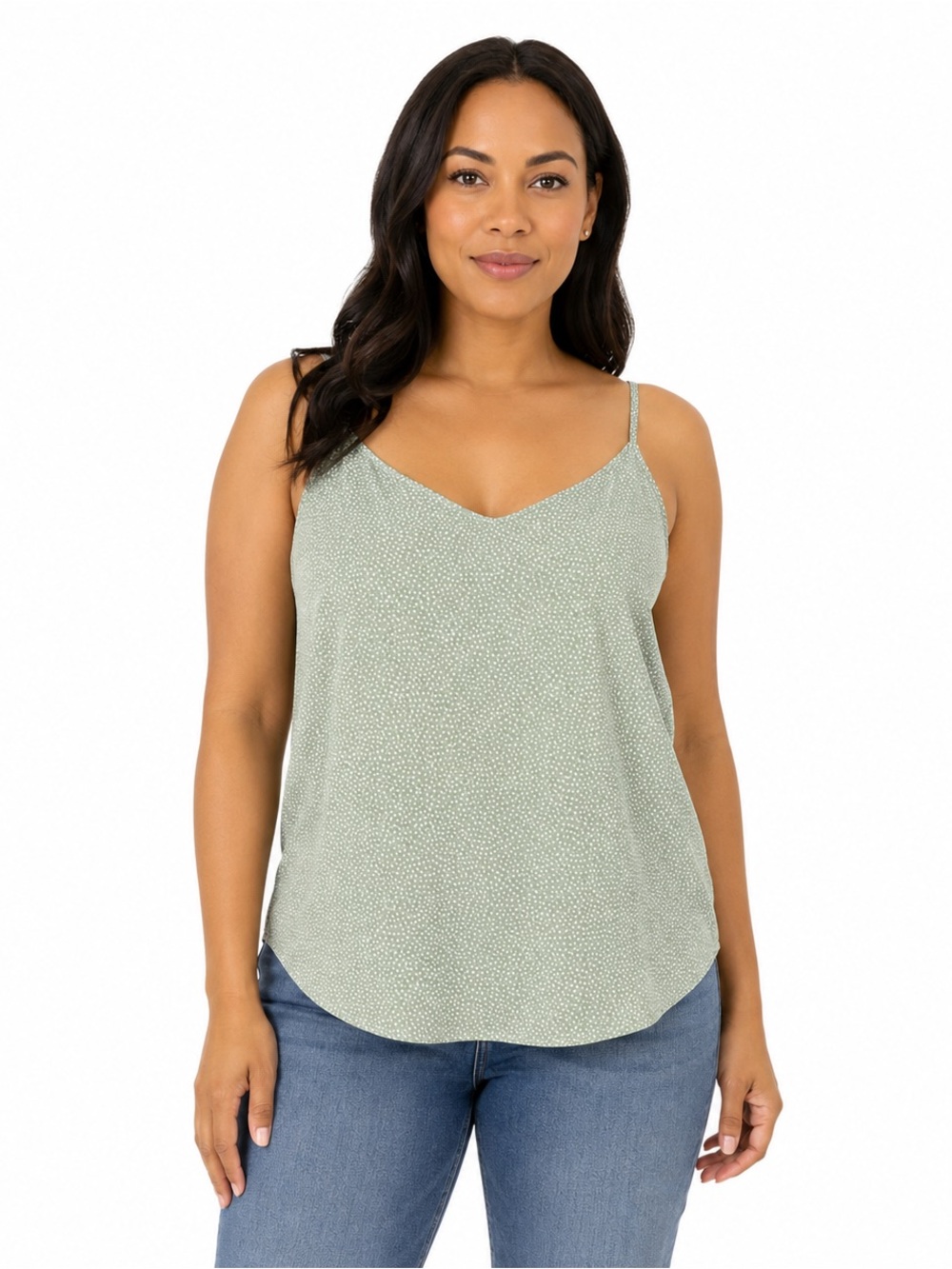 NWT Mine for Anthropologie Sage Green Polka Dot Cami Tank Top Medium